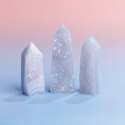 Blue Chalcedony Druzy Tower