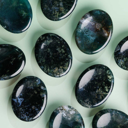 Moss Agate Worry Stone