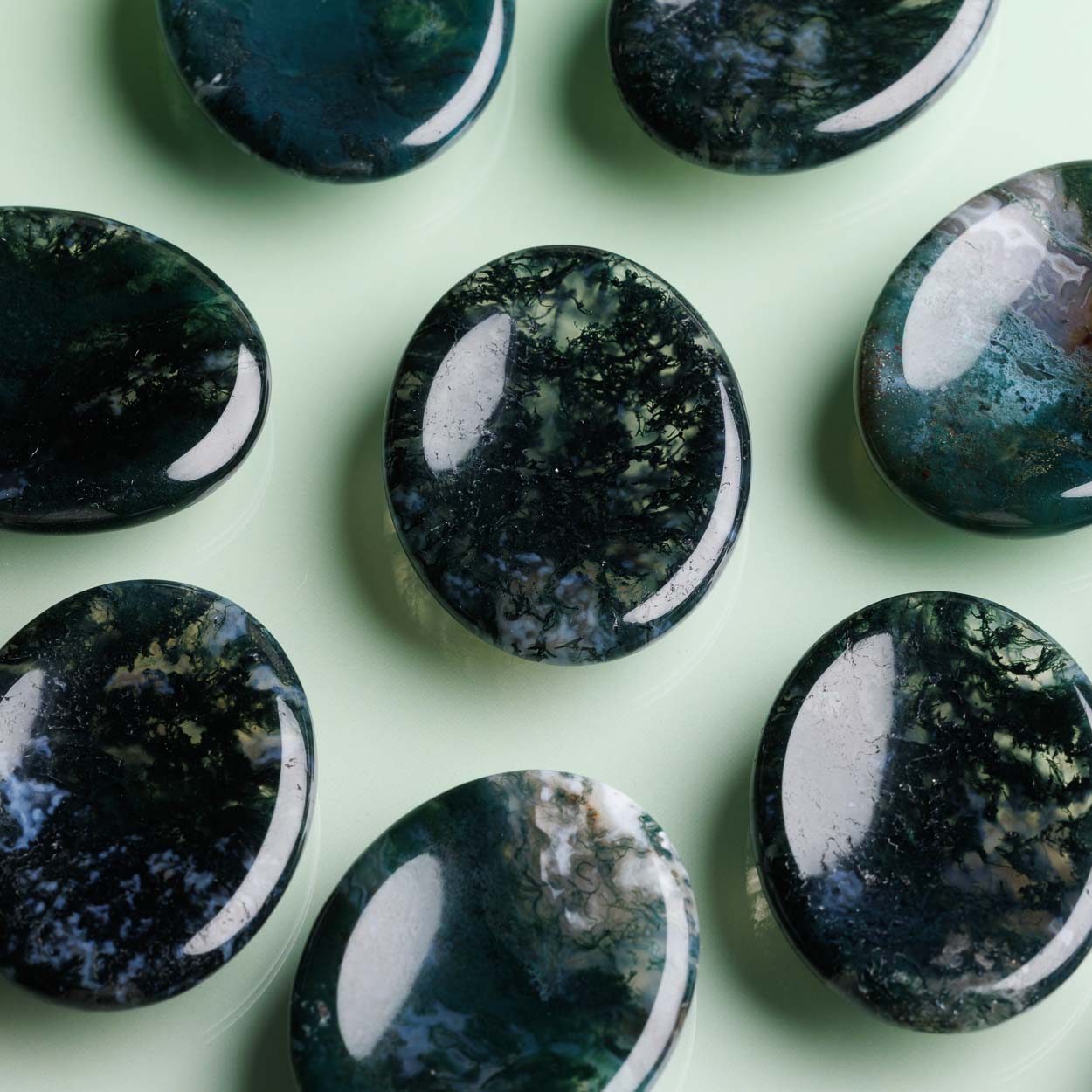 Moss Agate Worry Stone