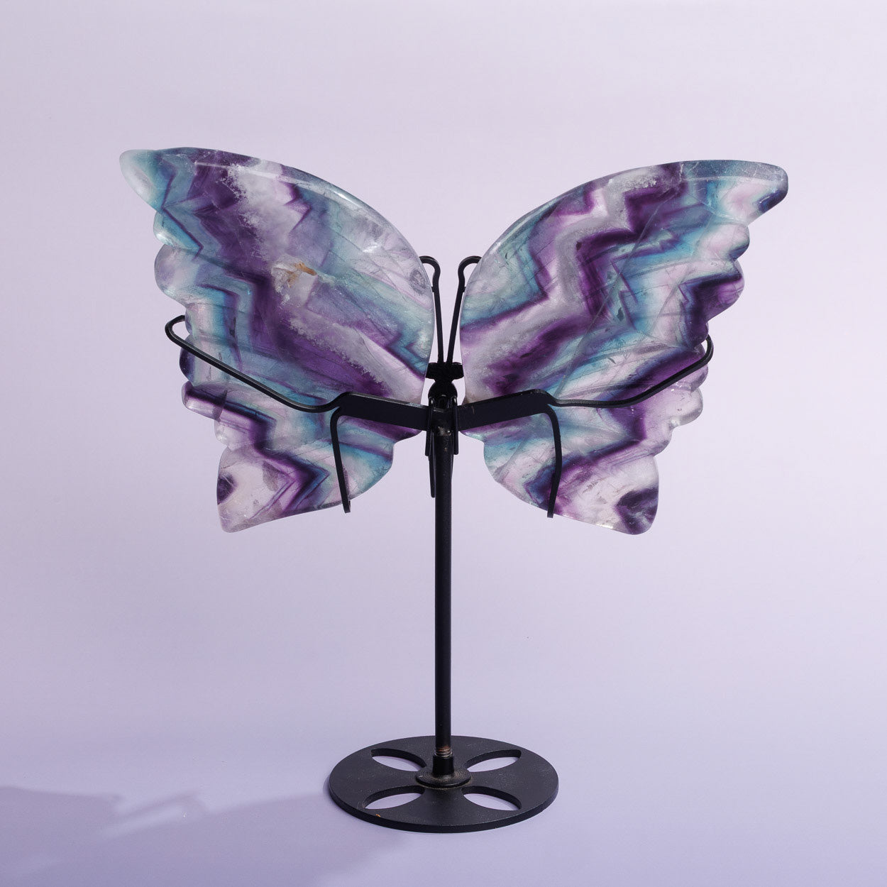 Rainbow Fluorite Butterfly Wings With Stand