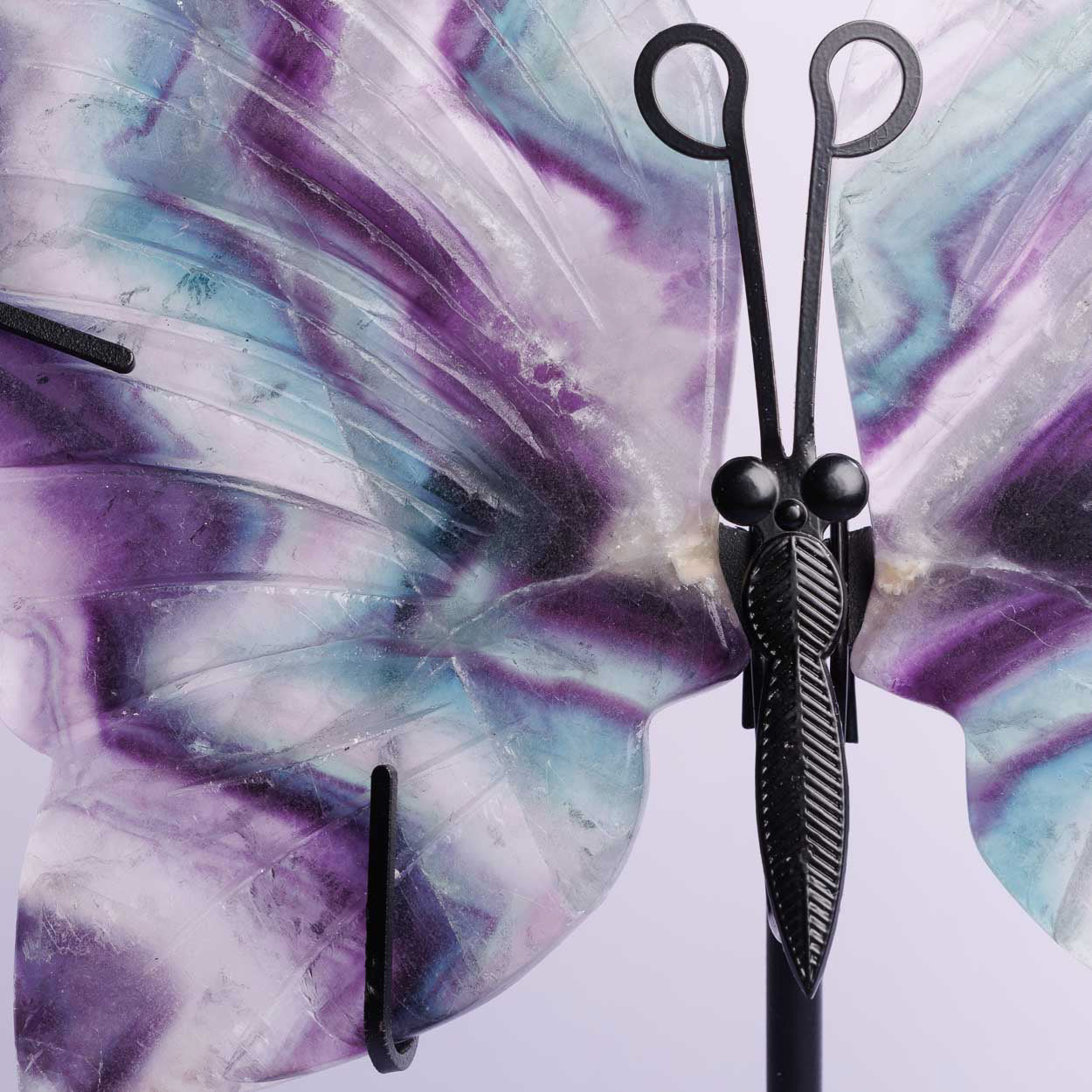 Rainbow Fluorite Butterfly Wings With Stand