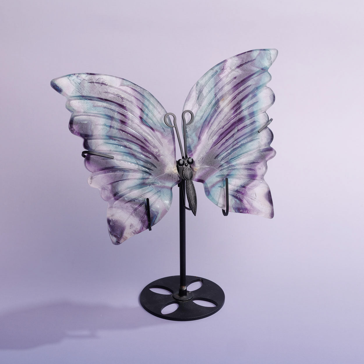 Rainbow Fluorite Butterfly Wings With Stand