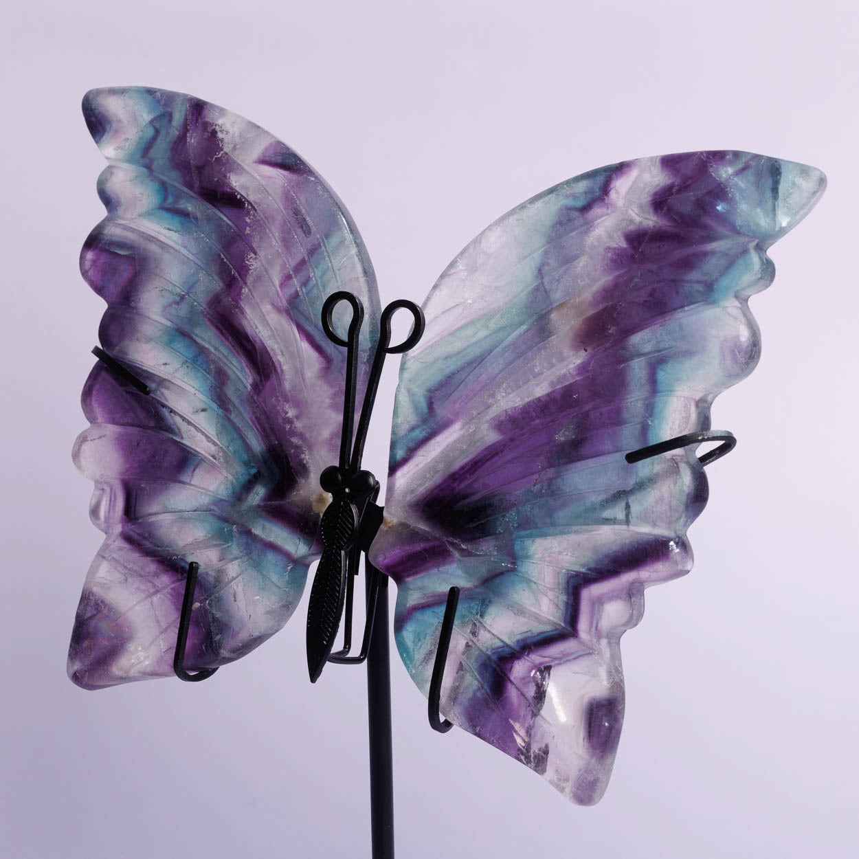 Rainbow Fluorite Butterfly Wings With Stand