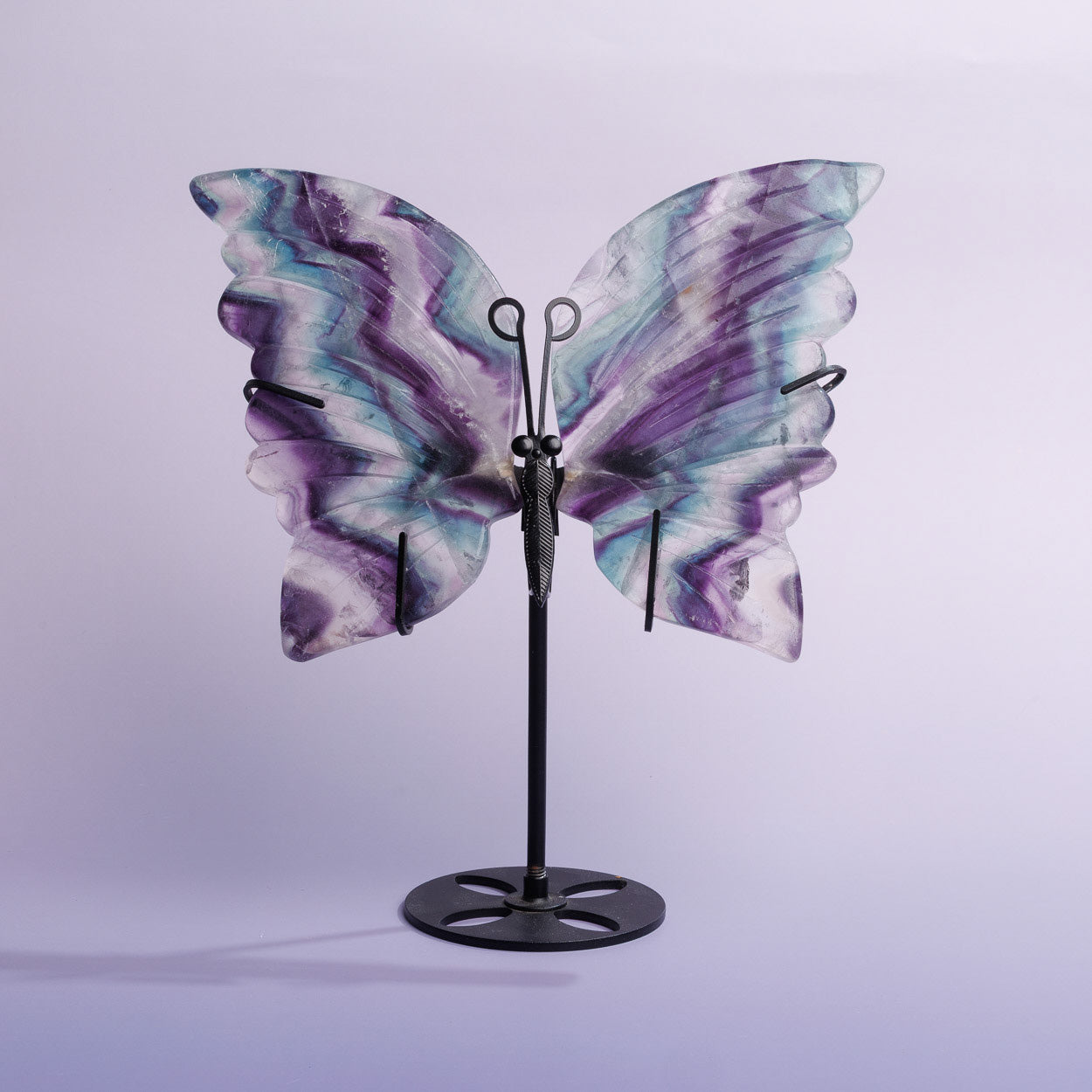 Rainbow Fluorite Butterfly Wings With Stand