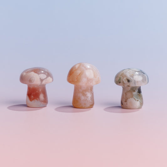 Sakura Flower Agate Mini Mushroom